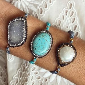 Druzy Designer Gemstone & braided string Bracelet